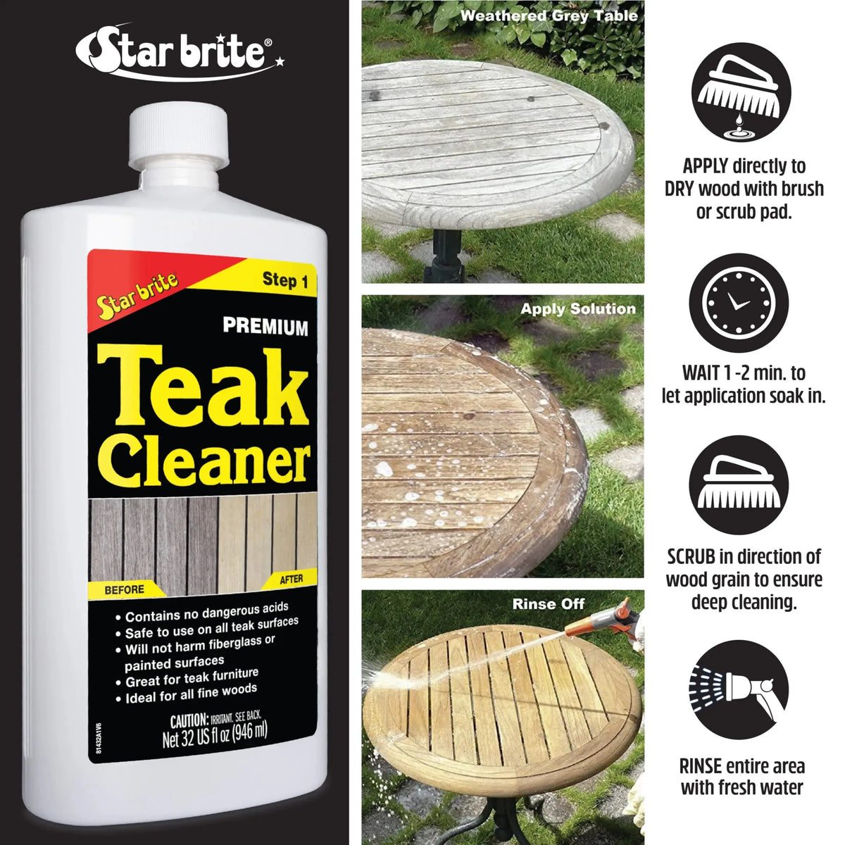 Starbrite Teak Cleaner – Step 1 950 ml Starbrite