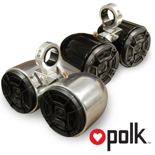 POLK DOUBLE BARREL SPEAKERS (PAIR)- Chrome